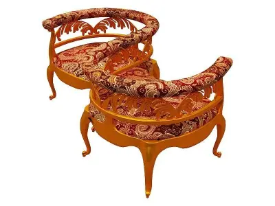 Antique courting chair Low-poly 3D model