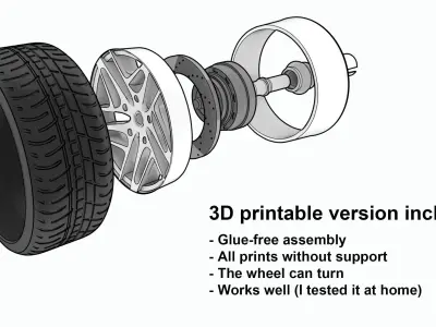 Wheel  Rim brake and tire Original design   Low-poly 3D model