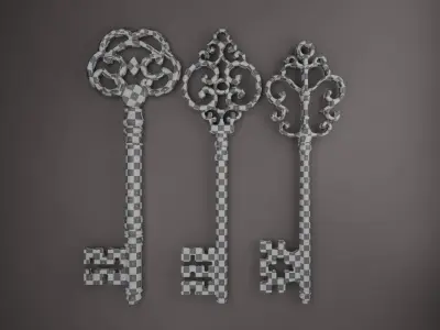Skeleton keys 3pcs Low-poly 3D model