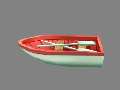 Cartoon small wooden boat Low-poly 3D model