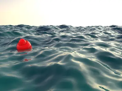Realistic sea buoy floating in ocean Low-poly 3D model