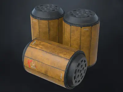 4 Scifi Storage Barrel Variations Low-poly 3D model