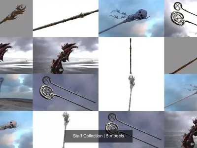 Staff Collection skull with chains hanging from it 3D Model Pack