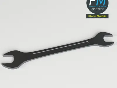 Open end chrome wrench 3D model