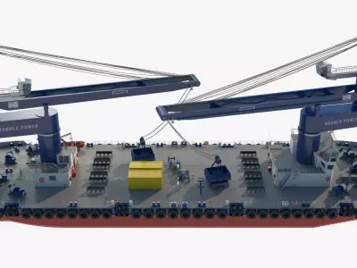 Double Crane Cargo Ship 3D model