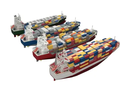 Feeder ship lowpoly Low-poly 3D model