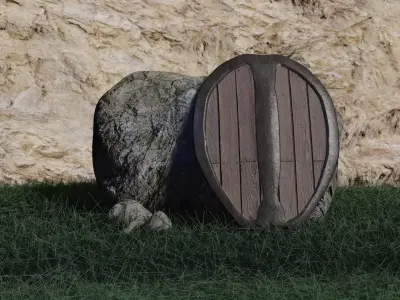 Wood Shield Free low-poly 3D model