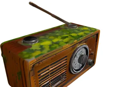 Weathered Vintage Wooden Radio Low-poly 3D model