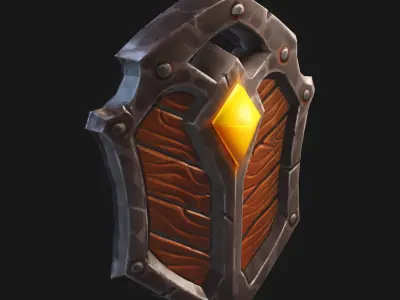 Stylized Shield Weapon Low Poly Game Ready 3D model Low-poly 3D model