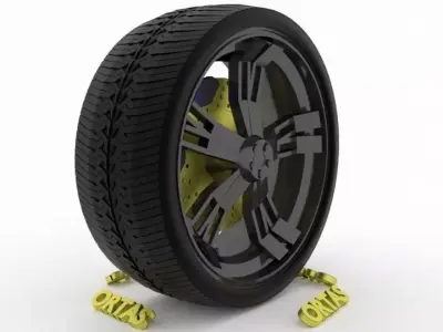 ORTAS CAR WHEEL RIM 120 GAME READY WHEEL RIM TIRE 3D model