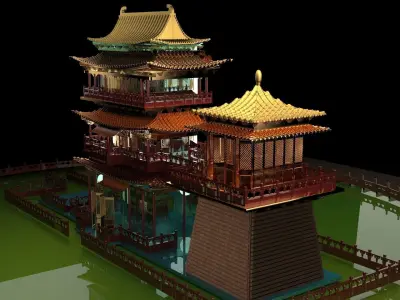 Chinese ancient house  3D model 4