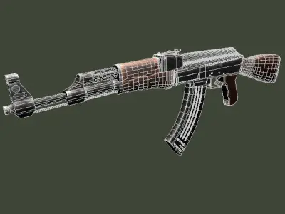 AK47 game ready low poly rifle Free low-poly 3D model