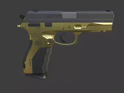 Gold Gun with easy animation 3D model