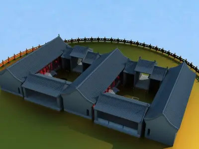 Chinese ancient courtyard house 3D model purchase