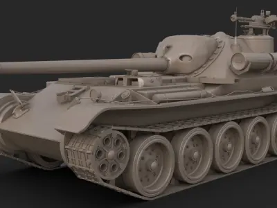 Tank Uralmash SU 101 Clay Mental Ray 3D model