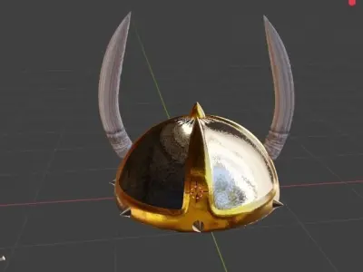 Viking package sword helmet axe Low-poly 3D model