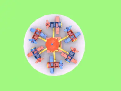 airplane ride amusment park Low-poly 3D model Low-poly 3D model