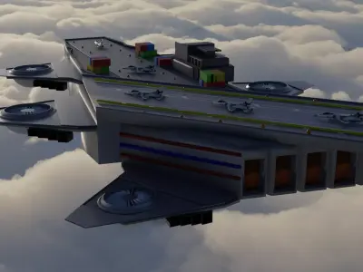 Flying Military Ship Low-poly 3D model purchase