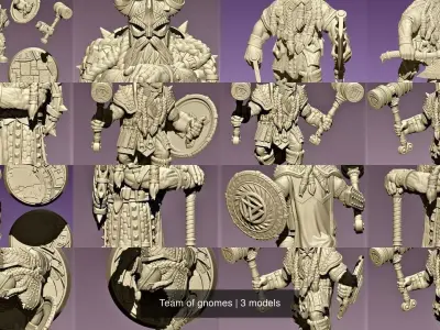 Team of gnomes 3D Model Pack