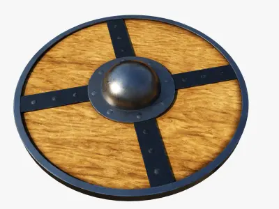Wooden shield Low-poly 3D model 11