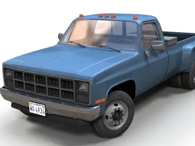 Pickup truck 1ton Low-poly 3D model