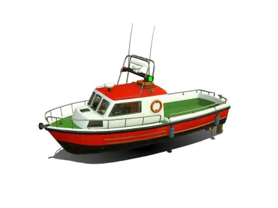 Fishing Boat With Interior Low-poly PBR Low-poly 3D model