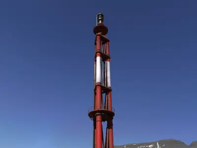 Industrial Flare Stack Low-poly 3D model