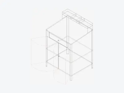 Desk - Floor Mount - Locka - Cabinet Shop Low-poly 3D model
