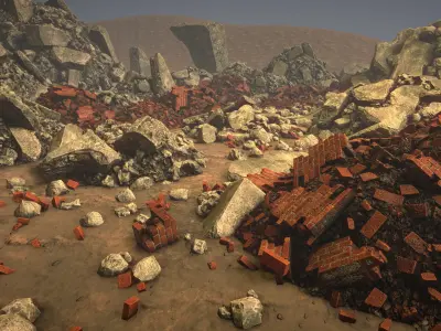 Stone debris Low-poly 3D model