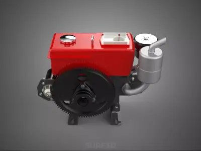 SMALL UTILITY DIESEL ENGINE MACHINE MOTOR INTERNAL COMBUSTION HP 3D model