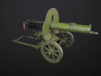 Machine gun Maxim Low-poly 3D model