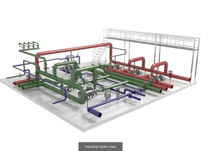 Industrial boiler rooms 3D Model Pack
