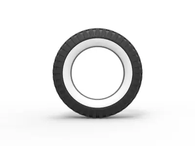 Military Whitewall tire Scale 1 to 25 3D print model