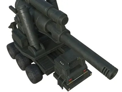 Cannon machine gun Low-poly 3D model