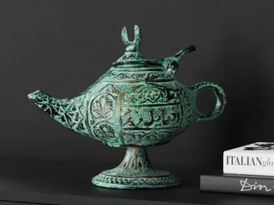  Patinaed Brass Antique Lamp Model 