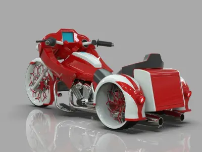 Conceptual three wheeled motorcycle 3D model