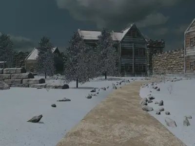 Winter Castle Village 3D model purchase