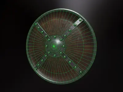 Wooden Medieval Shield Low-poly 3D model purchase