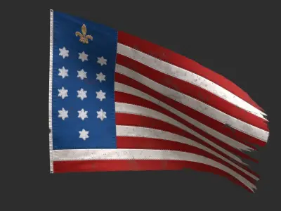 US Flag French Alliance Flag 1781-82 Low-poly 3D model