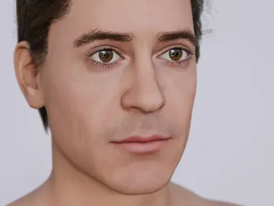 Robert Downey Jr - Celebrity Actress - Classic Side Part Hair Low-poly 3D model