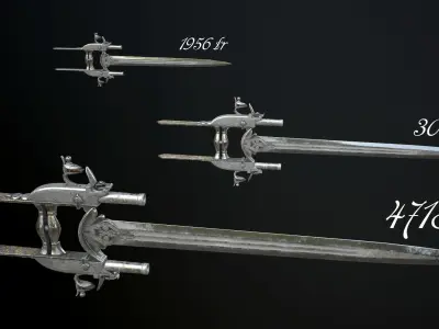SILVER LORD - Flintlock Katar Low-poly 3D model