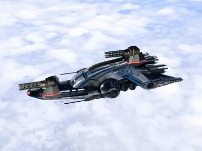 pirate space cruiser lowpoly Game Ready Low-poly 3D model