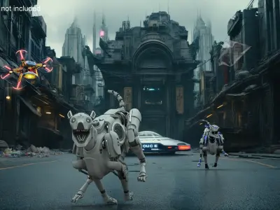 Running Futuristic Robotic Dog White 3D model