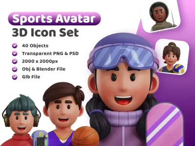 Sports Avatar Icon Pack 3D Model Low-poly 3D model