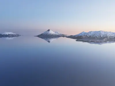 Aleutian snowy volcano islands 3D model