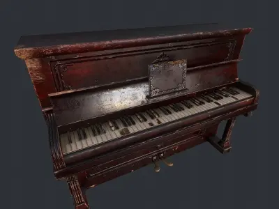 Old Vintage Piano Low-poly 3D model