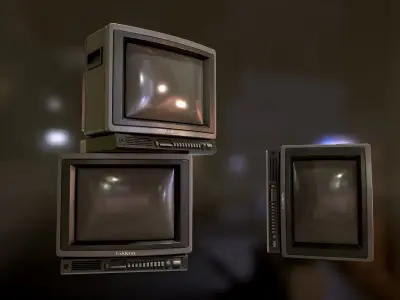 Retro Television from 80s Low-poly 3D model