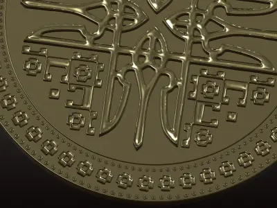 3D Model Ukrainian Medallion with Trident for CNC and 3D Printer 3D print model