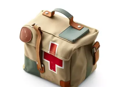 Vintage First Aid Kit Bag Low-poly 3D model
