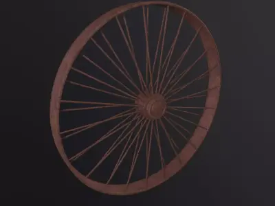 Old Rusty Wheel 3D Model Low-poly 3D model